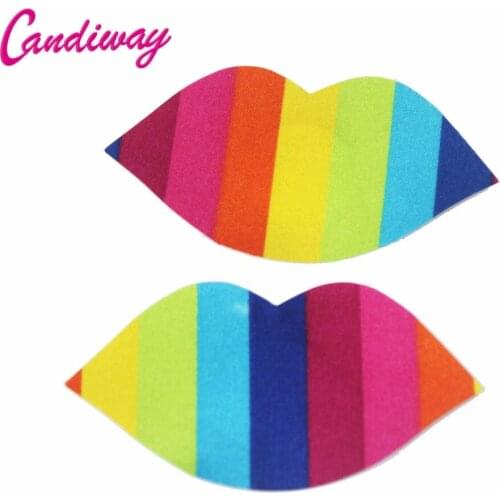 Lips Sticker Rainbow dance girl Disposable Chest Bra Womens cross Adhesive Nipple Covers Pads Body Breasts