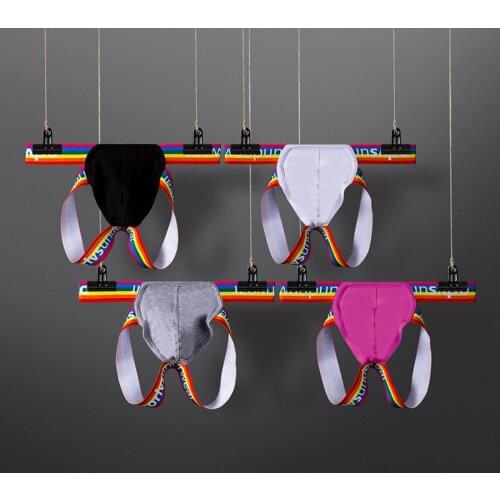 Orlvs rainbow t-pants sexy low waist cotton fun double T-Back air vent t-pants do not take off underpants or505