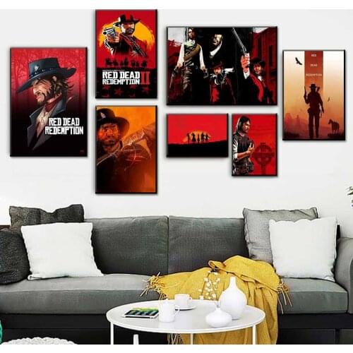 Poster Prints Arthur Morgan 5 Piece games Canvas Painting Wall art Modular Pictures For Living Room Home Decor Posters
