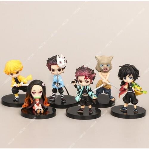 Q Version Demon Slayer Sitting Ghost Doll Tanjiro Nidouzi Inosuke Zenizu Figure Action Figure Movie Model Toys Doll