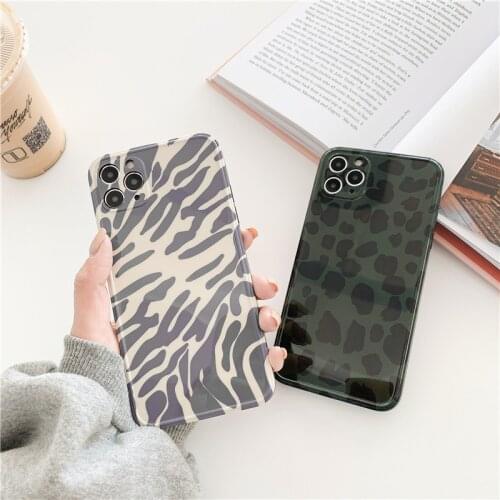 Retro Leopard art zebra pattern Korean fashion Phone Case For iPhone 12 11 Pro Max Xr Xs Max 7 8 Plus 7Plus case Cute Soft Cover