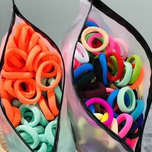 50Pcs Girls Colorful Nylon Elastic Hair Bands Children Ponytail Holder Scrunchie Headband Kids Women Hair Accessories