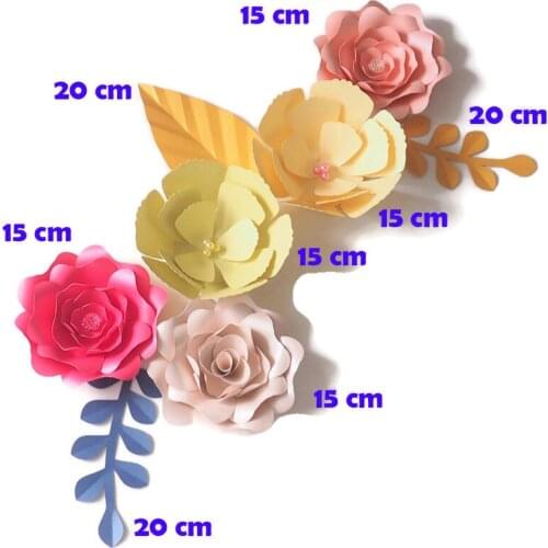 DIY Artificial Flowers Fleurs Artificielles Backdrop Giant Paper Flowers 5PCS Paper Leave 3PCS Wedding Party Decor Wall Decor