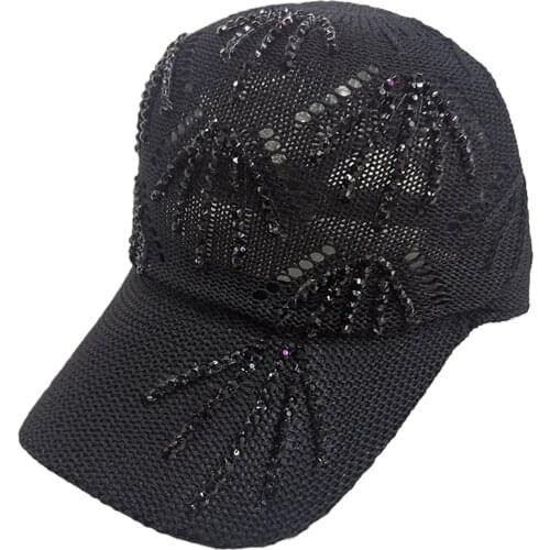 2021 Gothic Men Women Rhinestone Baseball Cap Newly Summer Adjustable Breathable Quick Dry Sun Hat Black