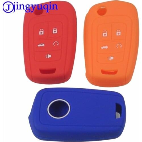 Jingyuqin 10p Silicone Key Fob Case Cover Skin For Chevrolet Equinox Camaro Aveo Impala Gmc Terrain 5 Buttons Accessorie