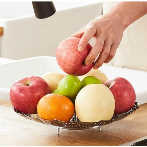 Folding Dish Steam Stainless Steel Food Steamer Basket Mesh Vegetable Cooker Steamer Expandable Pannen Kitchen Tool steamer pot