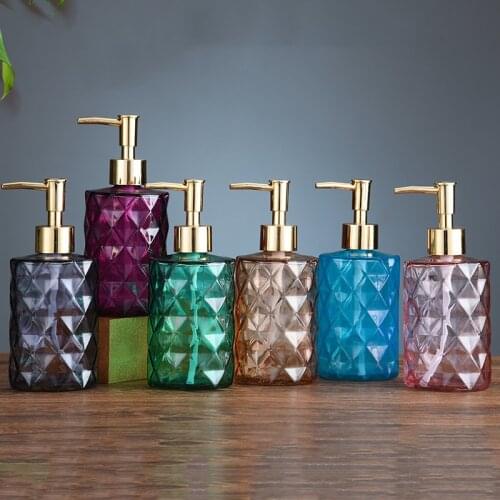 Glass Hand Press Pump Head Lotion Bottle Bathroom Liquid Sub-Bottling Emulsion Bottle Soap Dispenser Multicolor