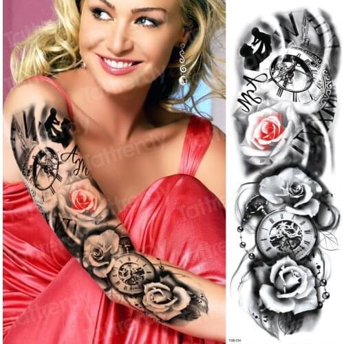 Tattoo removable waterproof temporary tattoos robot arm sleeve women machine tatoo sleeve tattoo compass tatto men body art big