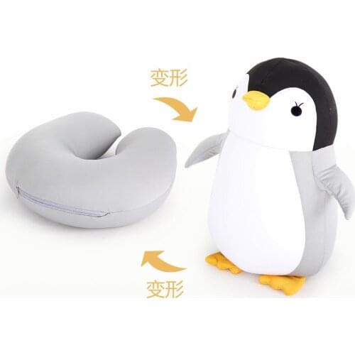 Penguin u-shaped pillow cartoon particle pillow whale deformation pillow two-in-one dual-purpose pillow neck pillow
