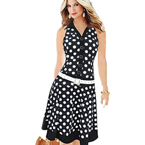 Women Dresses New Fashion 2021 New Print Dot Without Belt American Country Style Casual Dresses High Street Sleeveless