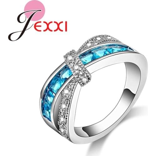 Top Quality Good Sell New Arrival Romantic Femme Engagement Ring 925 Sterling Silver Wedding Blue Rings For Women