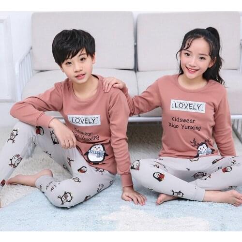 Winter Teens Cotton Set Long sleeve Pyjamas Kids Teenage Clothes Children Pajamas Kids Sleepwear Set Big Boys Night Suit Pajamas