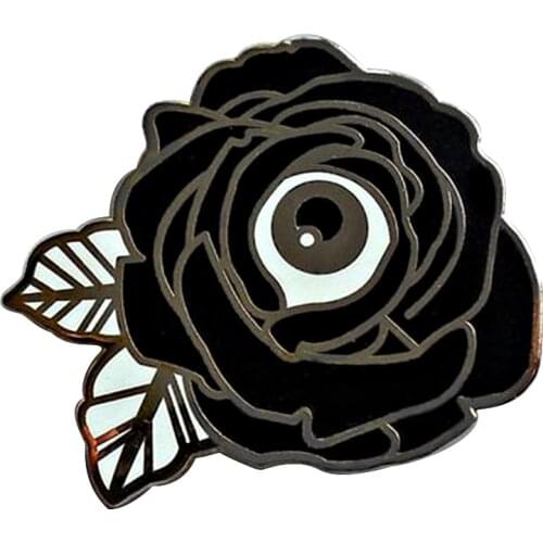 Flower of my eye badge gothic art black roses brooch dark magic pin gift for girlfriend lovers