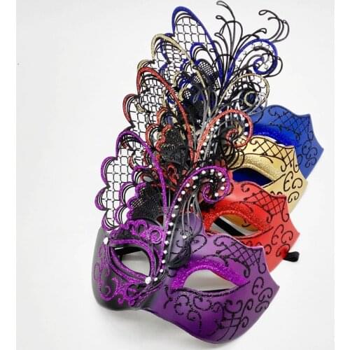 Gold Hot Stamping Ladies Sexy Lace Masquerade Mask for Carnival Halloween Prom Half Face Ball Party Masks Cutout Eye Mask