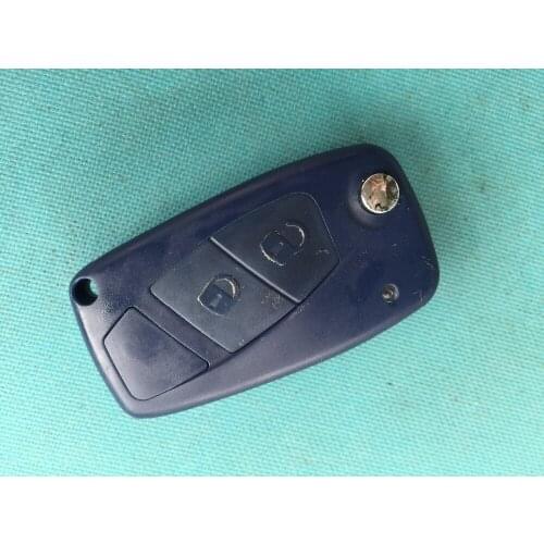 1Pcs Of New Replacement Key Case For Fiat 2 Button Remote Flip Shell Cover Blank With Uncut Blade Blue Color No Logo Auto Parts