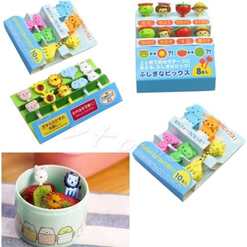 1PACK Mini Animal Farm Cartoon Fork Fruit Pick Sign Bento Lunches Party Decor