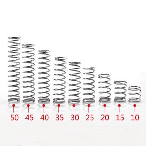 10Pcs 1.5mm Wire Diameter 10mm Outside Diameter Stainless Steel Compression Pressure Spring 15mm-50mm Length High Quality