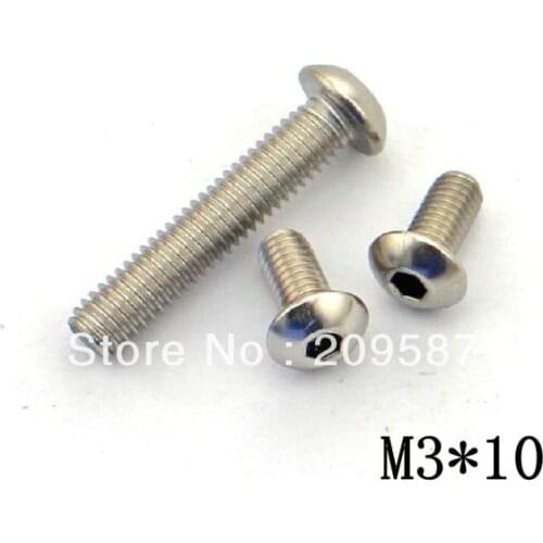 100pcs Metric Thread M3*10mm Stainless Steel inside Round Hexagon Bolts Screws