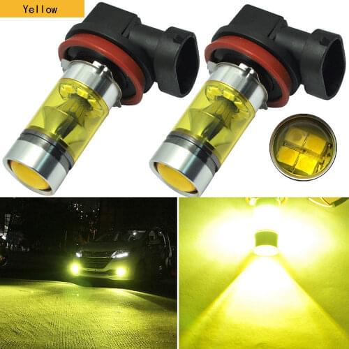 2 pcs Yellow Car DRL fog lights headlights 4300K 1000LM H8/H11 Connect DRL Lamp Bulbs Car Accessories