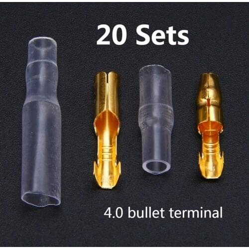 20 Set 4.0mm Male Female Motorcycle Bullet Connector Socket Classic TerminalS For Cable Wire of 1.0 mm to 2.5 mm