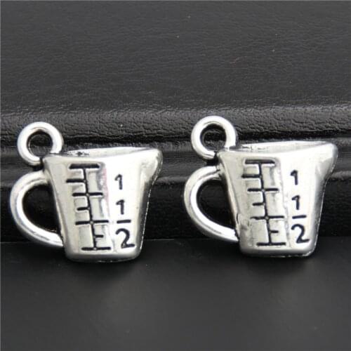 20pcs Silver Color Measuring Cup Baking Chef Cooking Pendants Charms For European Bracelet Cooker Gift A2785