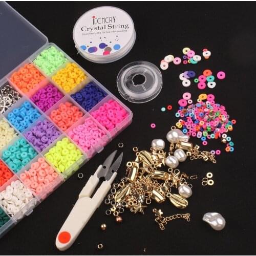 3200 Pcs / Lot 6mm Mixed Polymer Clay Round Spacer Beads W / Pendant