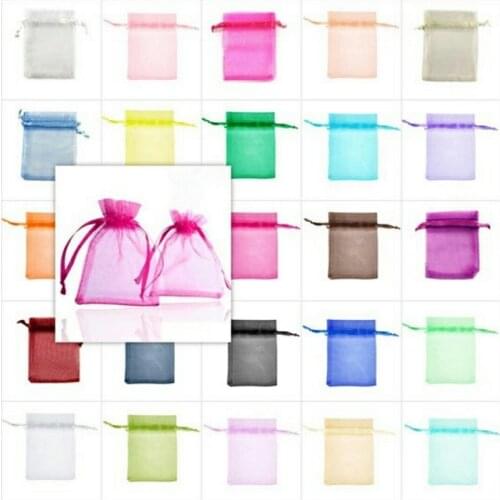 50pcs 7x9 9x12 10x15 13x18cm Organza Gift Bag Jewelry Packaging Bags Wedding Party Decoration Drawable Bags Sachet Pouches 55
