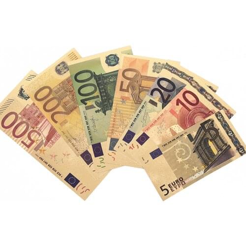 7pcs/Set Euro Gold Foil Paper Money Arts Crafts Collection Gifts Non Currency