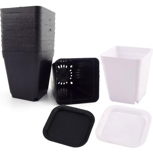 7cm Plastic Black white Flower nursery tray Pots Planters Creative Square grow cup garden tools For Succulent Plants Vegetable