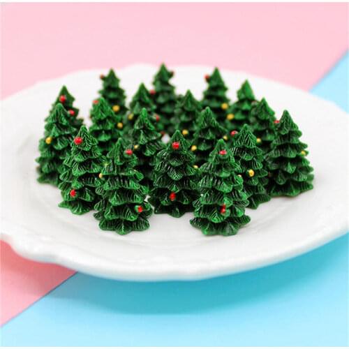 10pcs 3D Christmas Tree Shape Resin Cabochon Ornament Slime Accessory Findings Xmas Decor Photography Props