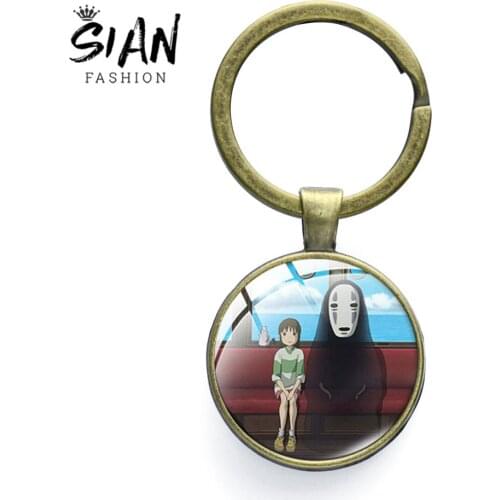 SIAN Miyazaki Anime Spirited Away Keychain No Face Man Key Chain Multi pendants Keyring Men Women Trinket Keyrings Car Keyholder