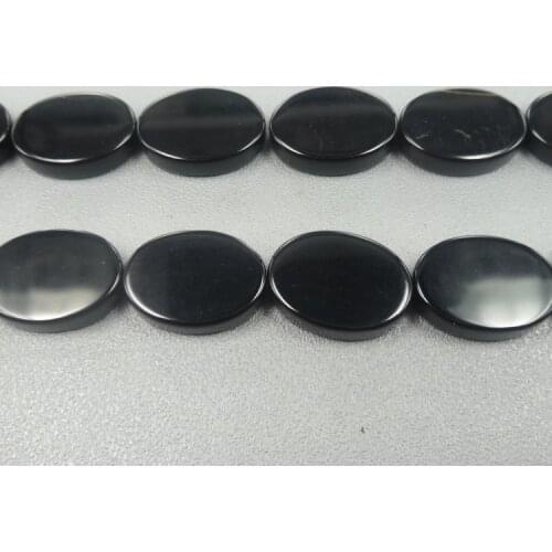 15.5 inch/strand 12x16mm Smooth Flat Oval Black Coin Onyx Beads Loose Onyx Stone Jewelry Supplies China Wholesale Beads