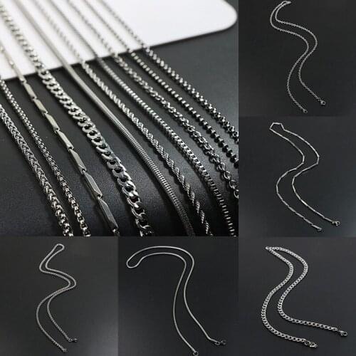 Hot Basic Sliver Color Stainless Steel Chains Necklace For Men Women Punk Curb Cuban Link Chain Chokers Necklace DIY Accessories