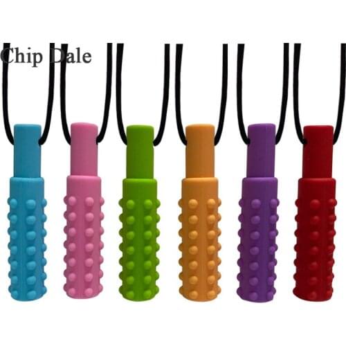 Chip Dale 1PC Creative Silicone Building Block Teether For Autistic Kids Necklace Silicone Sensory Chewing Toys Pendant