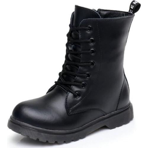 Children Boots Warm Fur Winter Autumn Genuine Leather Rubber Boots Boys Girls Navy Boot Children Snow Boot