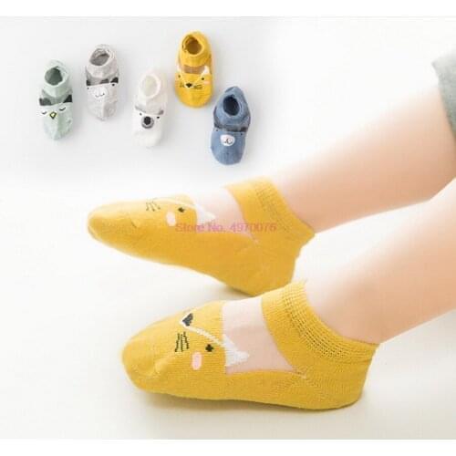 DHL 100set 5 Pair/set Kids Socks Summer Thin Comfortable Breathable Cotton Fashion Baby Socks Toddler Girls for 0~6 Year