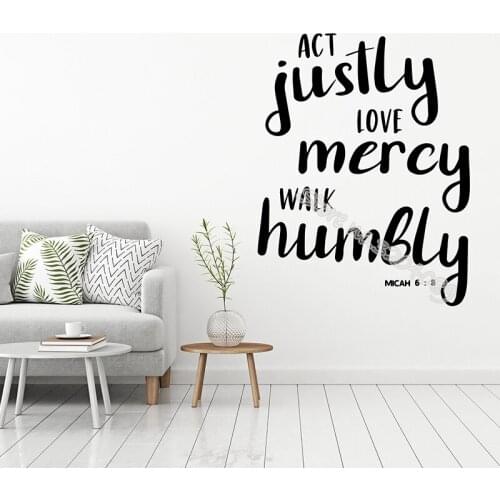 Act justly love mercy walk humbly micah 6:8 quotations Wall Sticker Christian Scripture Bible Verse Spirit Wall Art Decor EB530