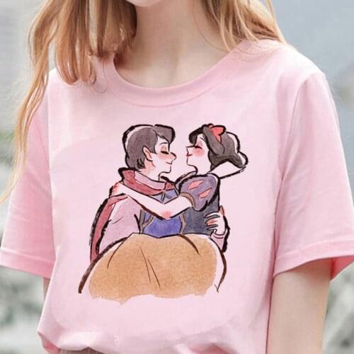 Kawaii Disney Princess T Shirt Women Cute Anime T-shirt Korean Style Cartoon Graphic Tees Unisex Harajuku Tshirt Female