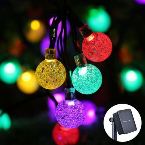 Crystal Balls Solar Light Outdoor Decorative Garland Lamps for Home Garden Decor Party Wedding Christmas Decorative Fairy Lights