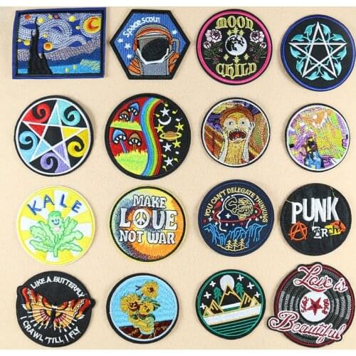 16 Styles Butterfly Patch Striped Starry Sky Embroidery Applique For Clothing Badges Patches Iron On Sewing Accessories Decor