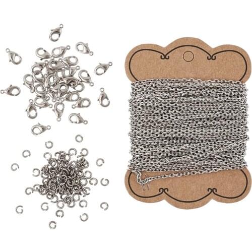 Stainless Steel Cable Chains Open Jump Rings Brass Lobster Claw Clasps For Chain Link Necklace Bracelets DIY Jewelry Materials