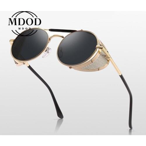 Classic Gothic Steampunk Style Sunglasses Men 2020 Women Brand Designer Round Frames for Male Vintage Shade Gafas De Sol Okulary