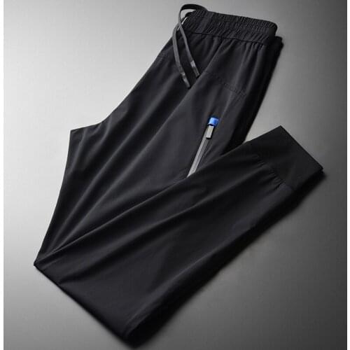 Classic Summer Mens Pants Luxury Drawstring Waist Silky Breathable Male Pants 4xl Slim Fit Casual Mens Trousers