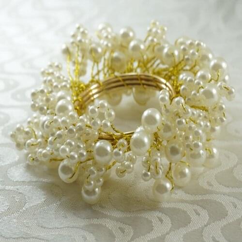 Qn16031601 napkin ring pearl beaedes decoration, wholesale wedding napkin holder