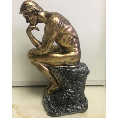 Collectible ! Vintage Rodin Pure Bronze Thinker Statue Art Deco
