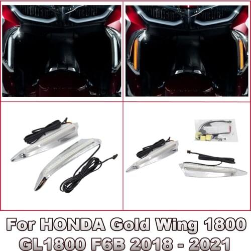 Motorcycle Front Lighted Vent Trim LED Turn Signal Kit For HONDA Gold Wing 1800 GL1800 F6B Chrome or Black 2018 - 2021