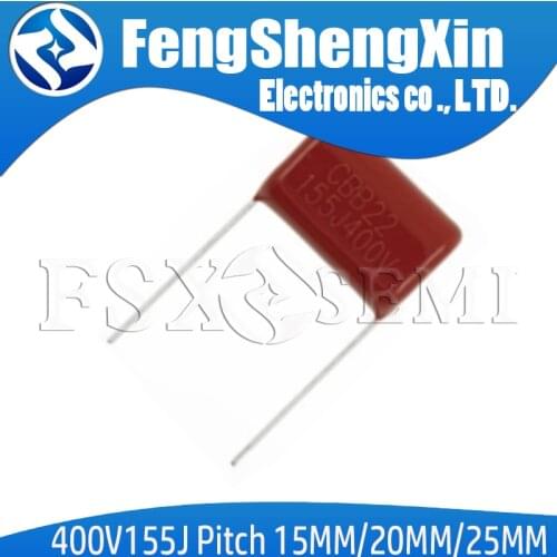 10PCS CBB22 400V155J 1500NF 1.5UF Pitch 15MM/20MM/25MM ±5% Metallized polypropylene film capacitor