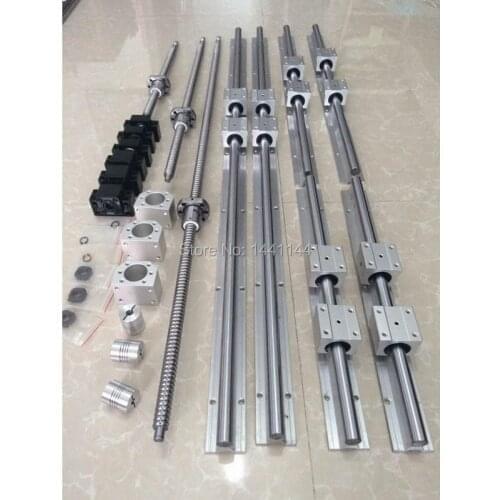 6 Set Sbr16 Linear Rail Guide + Rm1605 Sfu1605 Ballscrew + Bk12 Bf12 + Nut Housing + Coupling for Cnc Parts