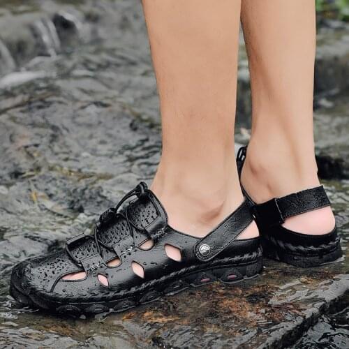 Menwater schuhe breathable trainers shoes leather sandles zomer massage deportivas 2019 zomerschoenen mens for slippers sandals