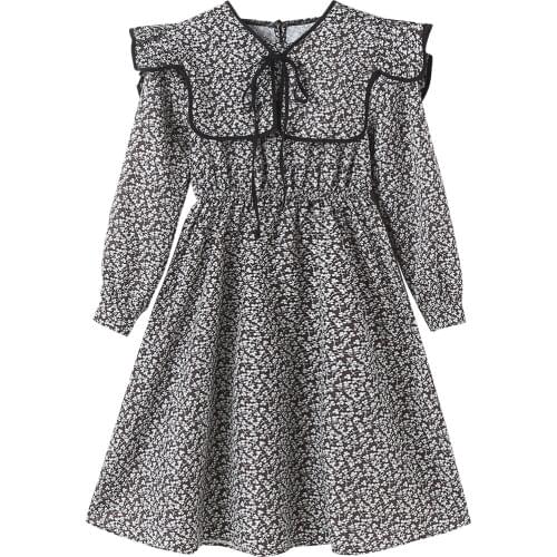 Fashion Cotton Princess Dress for Kids Girls Spring Autumn Teenage Flower Long Sleeve Dresses Cute Big Girls Clothes Size 12/14